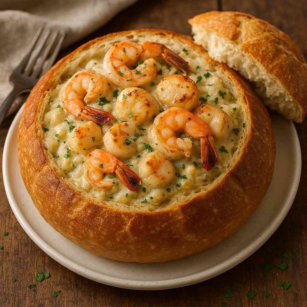 Stuffed Seafood Bread Bowl Recipe (Cheesy, Creamy & Loaded with Flavor) - seafood